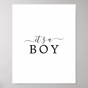 Minimalistisk babyskare Det är ett pojktecken Poster