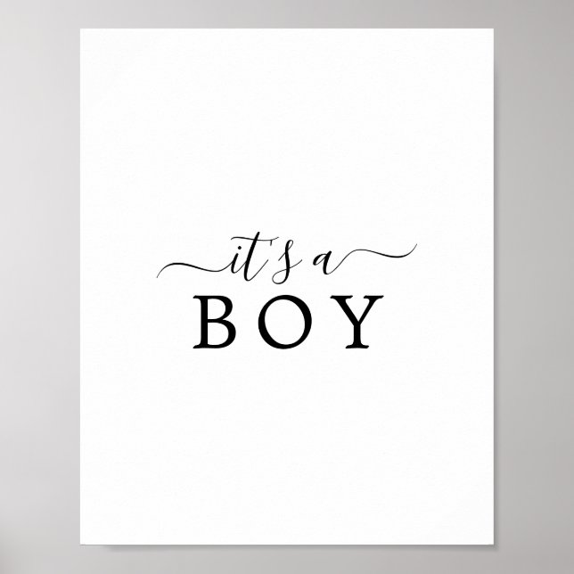 Minimalistisk babyskare Det är ett pojktecken Poster (Framsidan)