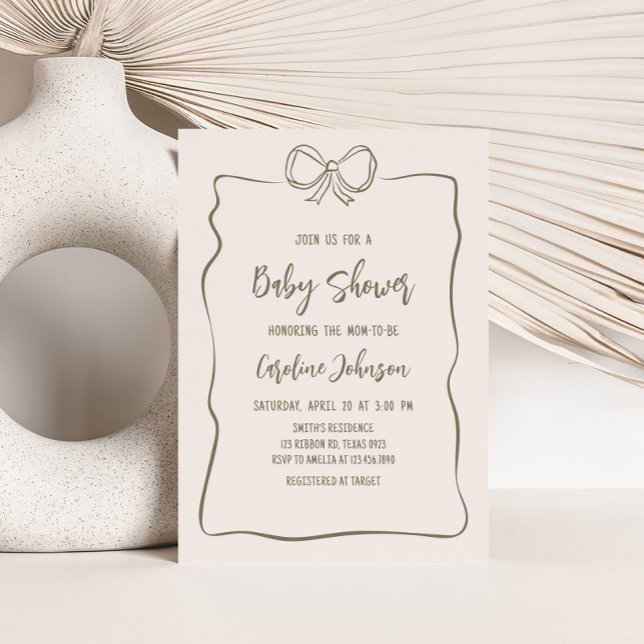Minimalistisk babyskiss för coquette inbjudningar (Neutral Coquette Baby Shower Invitation)