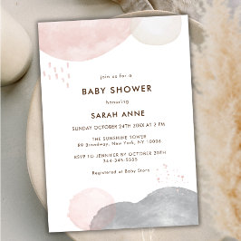 Minimalistisk babyskiss för vattenfärgsfärg i Boho Inbjudningar