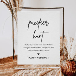 Minimalistisk babyskylt Nappar Hunt-spelsignatur Poster