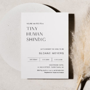 Minimalistisk babystölder med liten mänsklig shind inbjudningar