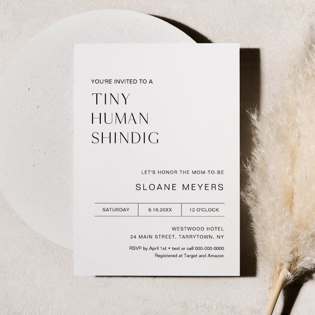 Minimalistisk babystölder med liten mänsklig shind inbjudningar (Skapare uppladdad)