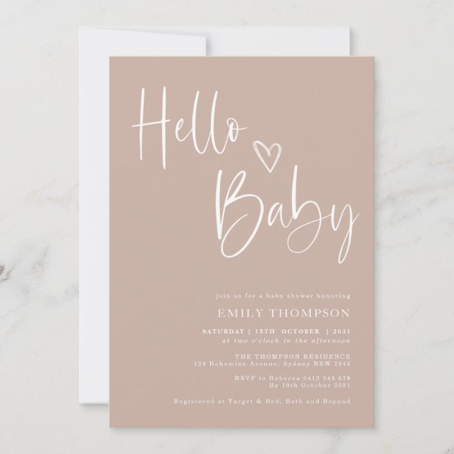 Minimalistisk  babystövel för Chic Dusty Inbjudningar (Framsida)
