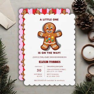 Minimalistisk babystövel för lilla ett gingerbröd inbjudningar