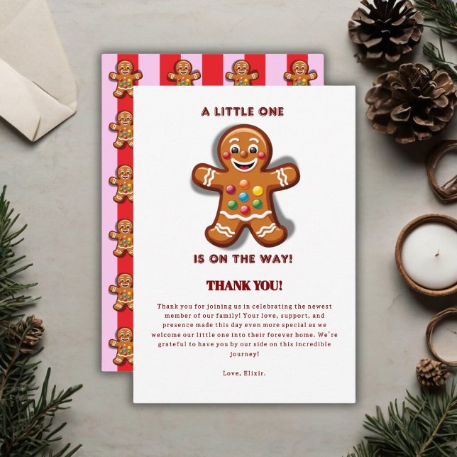 Minimalistisk babystövel för lilla ett gingerbröd tack kort (Skapare uppladdad)