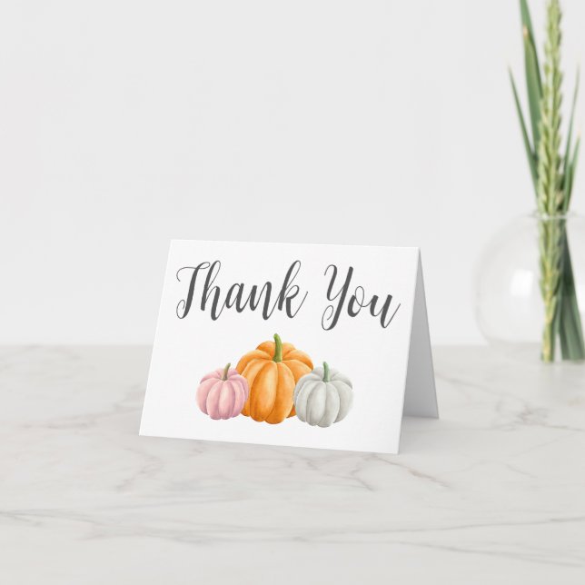 Minimalistisk babystövel för Pumpkin Fall Tack Kort (Framsida)