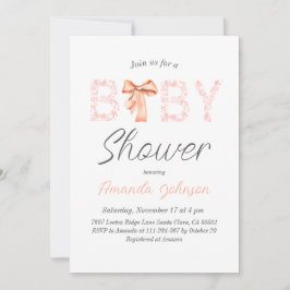 Minimalistisk babystövel för Rosa Bow-Blommigt Inbjudningar