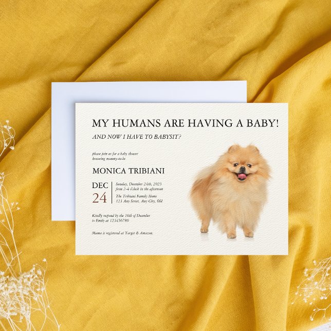 Minimalistisk babystövel i pommansk Hund Inbjudningar (Skapare uppladdad)