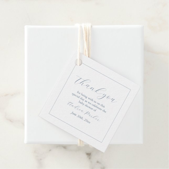 Minimalistisk babyvisningsprogram Dusty Blue Moder Gåvor Etiketter (På plats)