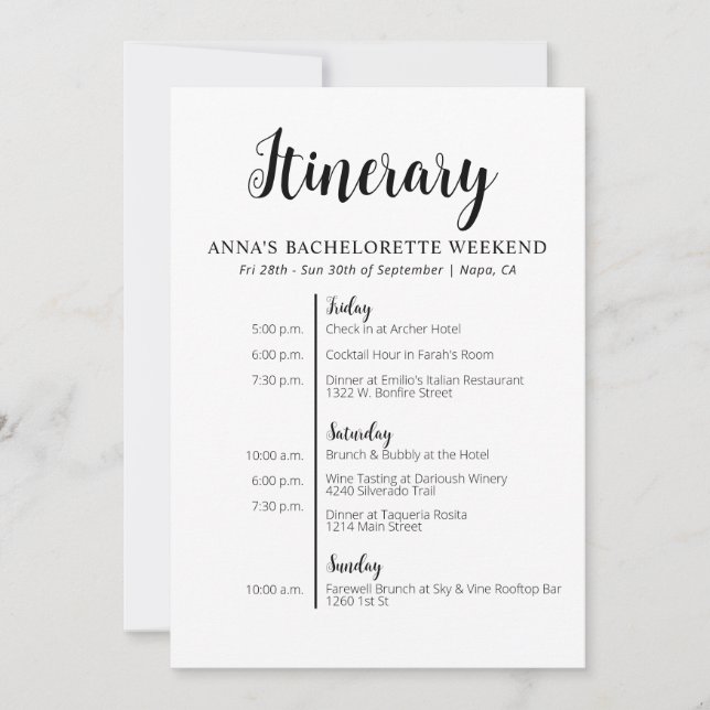 Minimalistisk bachelorette Internationell inbjudan (Framsida)