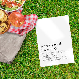 Minimalistisk backyard Baby Q BBQ Shower Inbjudningar