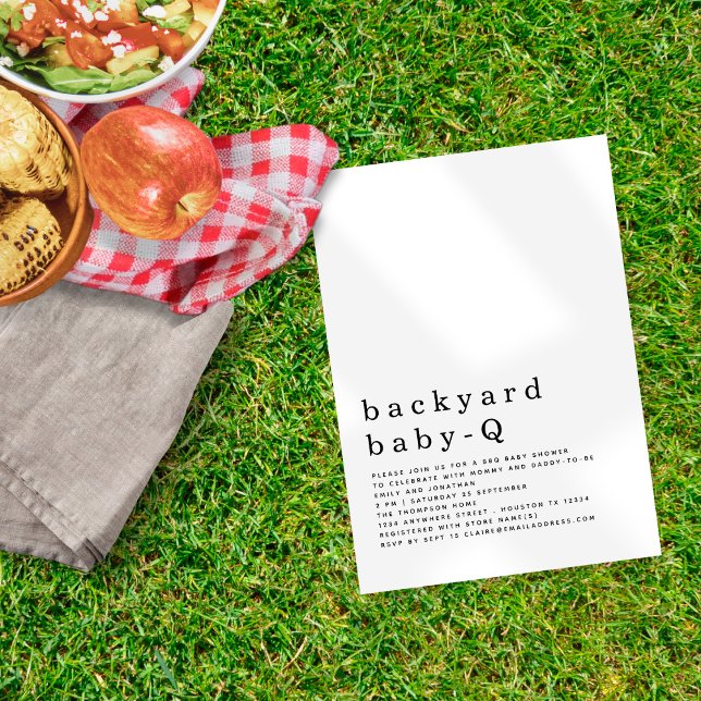 Minimalistisk backyard Baby Q BBQ Shower Inbjudningar (Skapare uppladdad)