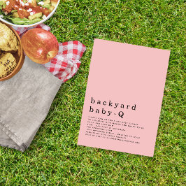 Minimalistisk backyard Baby Q BBQ Shower Rosa Inbjudningar
