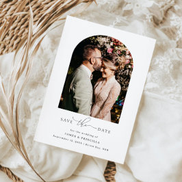 Minimalistisk bågig foto bröllopsinbjudan inbjudningar