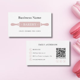Minimalistisk Bakery QR Social Media Visitkort