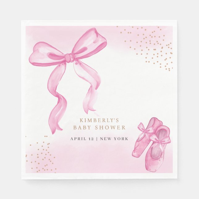 Minimalistisk Ballerina Shower Bow Baby Shower Pappersservett (Framsidan)