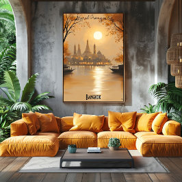 Minimalistisk Bangkok-silhuett – Thailändsk stadsk Poster