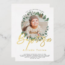 Minimalistisk Baptism-inbjudan till Baby med foto