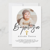 Minimalistisk Baptism-inbjudan till Baby med foto