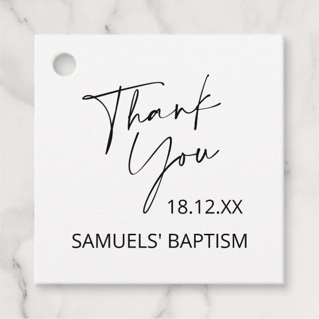 Minimalistisk Baptism-Tack Gåvor Etiketter (Framsida)