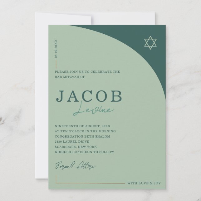 Minimalistisk Bar Mitzvah-inbjudan Modern Inbjudningar (Framsida)