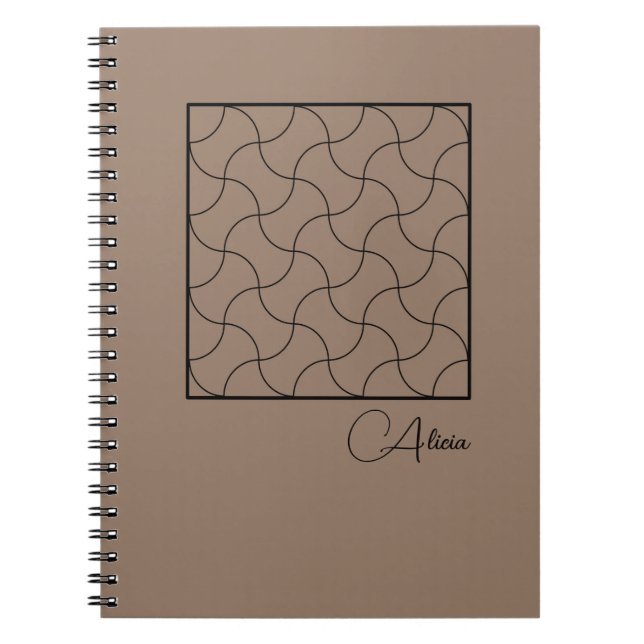 Minimalistisk bärbar dator med Beige Geometric Jou Anteckningsbok (Framsidan)