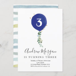 Minimalistisk Barn Ballon Birthday för pojke Inbjudningar