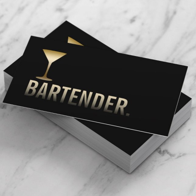 Minimalistisk bartender Modern Guld Vin Pub Visitkort (Skapare uppladdad)