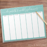 Minimalistisk Basic Weekly Planner, modernt skript Anteckningsblock<br><div class="desc">En gigantisk men storskalig design i färsk,  glad färg. Om du behöver justera texten eller färg klickar du på anpassningsknappen och gör ändringar. Perfekt för att starta det nya året och hålla dig organiserad med kalendern. En perfekt organisation verktyg för alla hemmakontor,  mamma eller till och med en brud.</div>