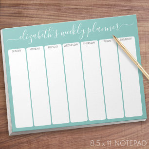 Minimalistisk Basic Weekly Planner, modernt skript Anteckningsblock