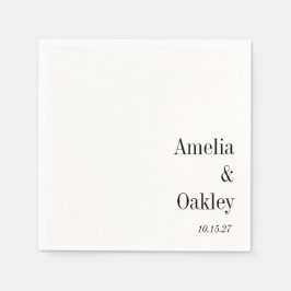Minimalistisk Basic White Elegant bröllop Anpassni Pappersservett