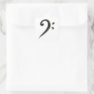 Minimalistisk Bass Clef - Bläck-penselsymbol på Fyrkantigt Klistermärke