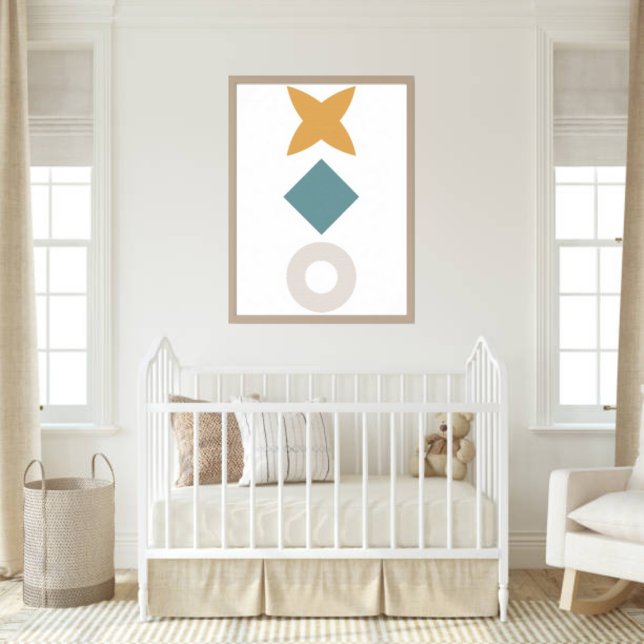 Minimalistisk Bauhaus Barnkammar Väggkonst Poster (Neutral Bauhaus wall art for modern nurseries. Clean, warm, and timeless.)