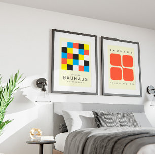 Minimalistisk Bauhaus-inspirerad konst för sovrumm Poster