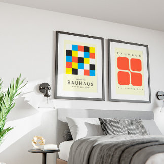 Minimalistisk Bauhaus-inspirerad konst för sovrumm Poster