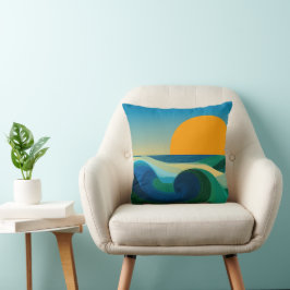 Minimalistisk Bauhaus Ocean Wave Solnedgång Kastku Kudde