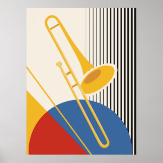 Minimalistisk Bauhaus-trombon | Mid-Century Modern Poster