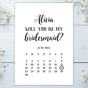 Minimalistisk be min Bridesmaid-kalender Frieri Inbjudningar