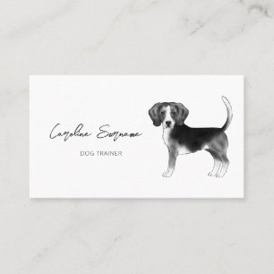 Minimalistisk Beagle Hund Ritning i Svart Och Vitt Visitkort