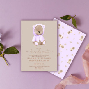Minimalistisk Bearly Wait Lavendel Bebis-fest Inbjudningar