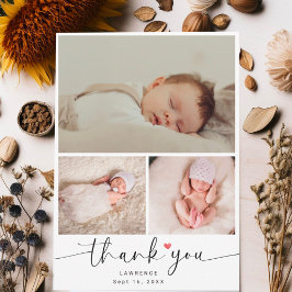 Minimalistisk Bebis Kalas 3 Foto Collage Tack Kort