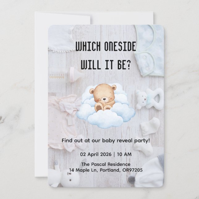 Minimalistisk bebis könsutslapp invit inbjudningar (Framsida)