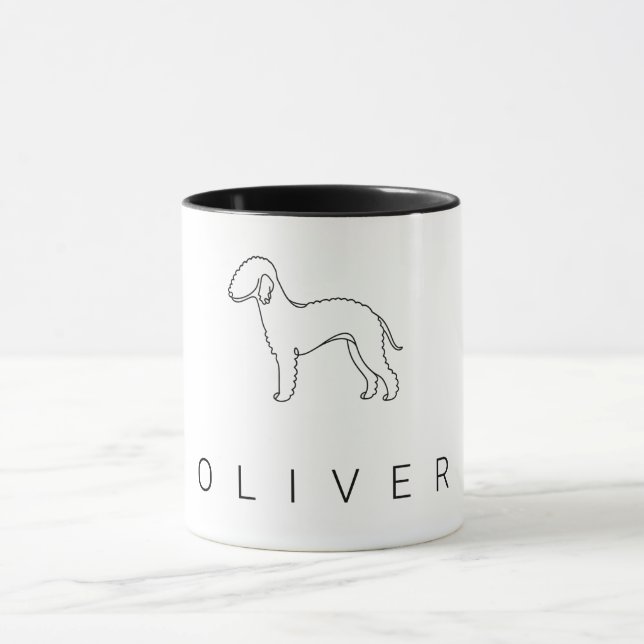 Minimalistisk Bedlington Terrier Linje Konst  Mugg (Center)