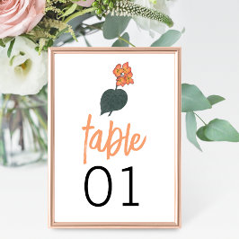 Minimalistisk Begonia Flower Bröllop Bordsnummer