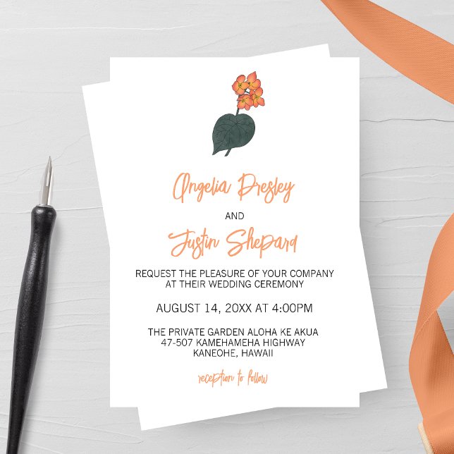 Minimalistisk Begonia Flower Bröllop Inbjudningar (Skapare uppladdad)