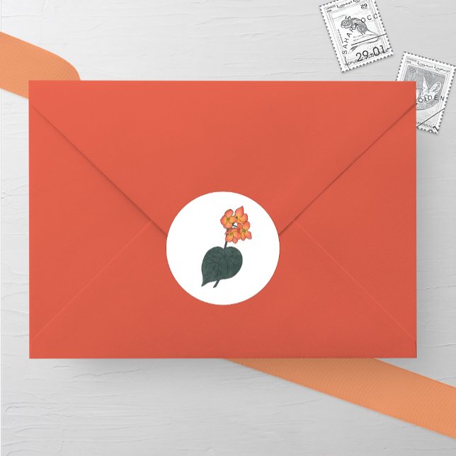 Minimalistisk Begonia Flower Bröllop Runt Klistermärke (Skapare uppladdad)