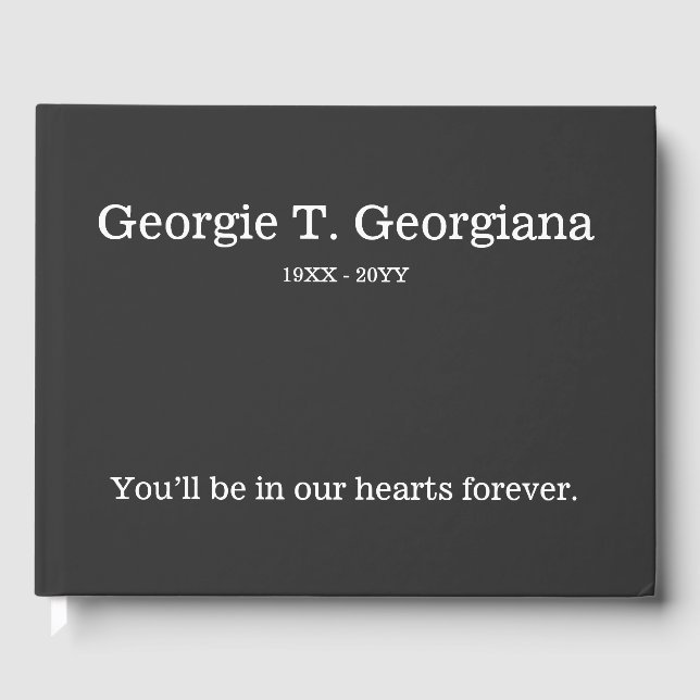 Minimalistisk begravnings-/minnesgäst Bok (Framsida)