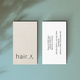Minimalistisk Beige Black Scissors Hair Stylist Visitkort