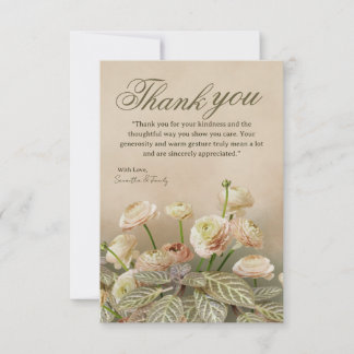 Minimalistisk beige blommig tackkort tack kort